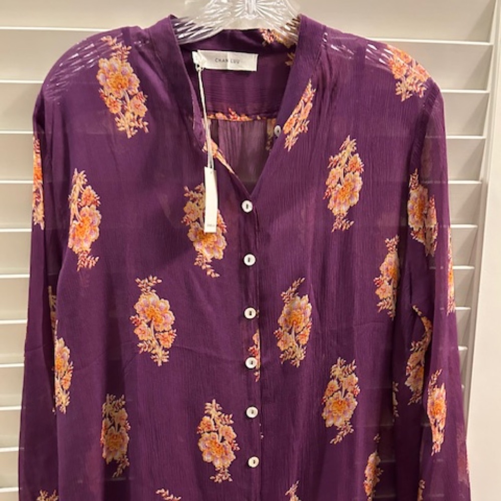 NWT CHAN LUU ELOISE FLORAL DRESS/GRAPE